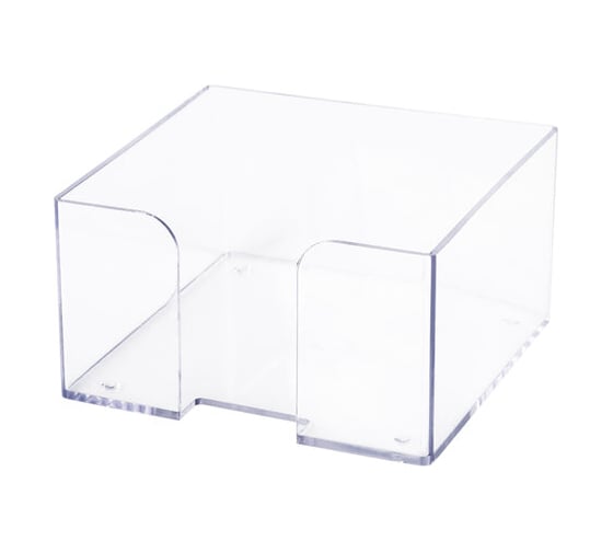 Изображение товара Пластиковая подставка для бумажного блока BRAUBERG Classic 90x90x50 мм, прозрачная 238091