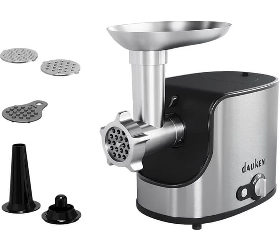 Изображение товара Электрическая мясорубка с насадками для колбас, сосисок, кеббе DAUKEN 3 диска для фарша, с металлическим редуктором fw3040 PR000020