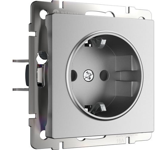 Изображение товара Розетка WERKEL с заземлением и шторками серебряный матовый a063613