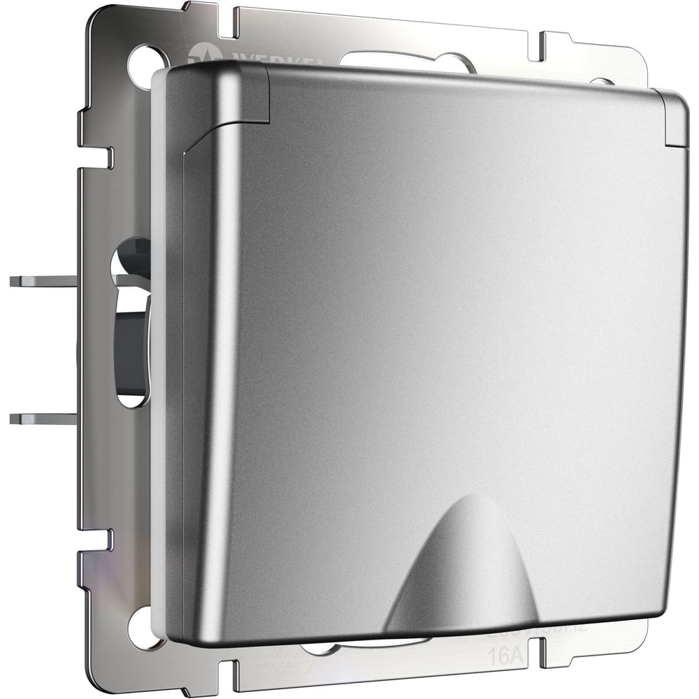 Изображение товара Влагозащищенная розетка WERKEL с зазем. с защит. крышкой и шторками серебряный матовый a063614