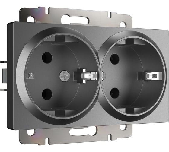 Изображение товара Двойная розетка WERKEL с заземлением графит матовый a063107