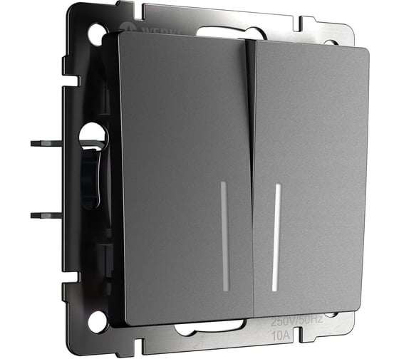 Изображение товара Двухклавишный проходной выключатель WERKEL с подсветкой графит матовый a063102