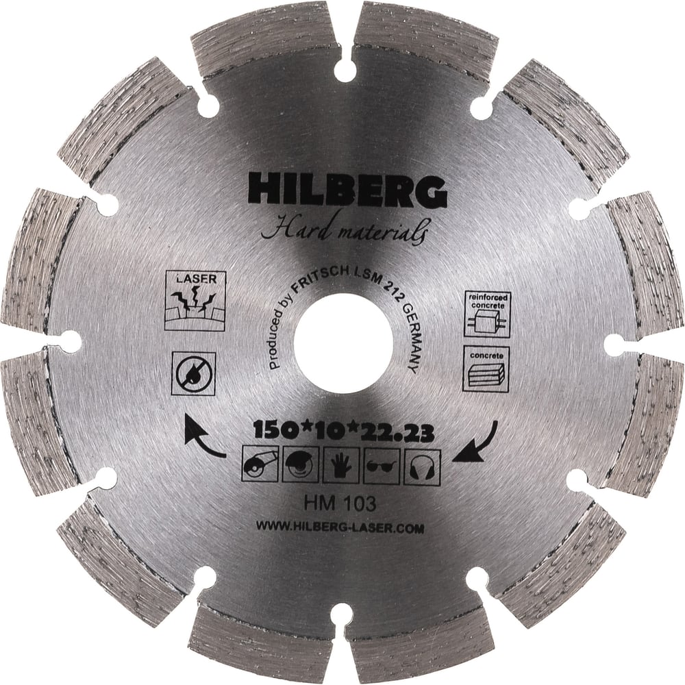 Изображение товара Диск алмазный отрезной сегментный Hard Materials Laser 150x22.23 мм Hilberg HM103