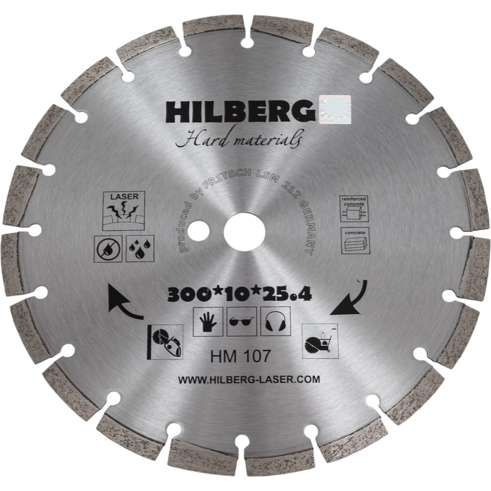 Изображение товара Диск алмазный отрезной Hilberg 300x25.4 Hard Materials Laser HM107