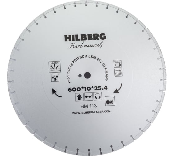 Изображение товара Диск алмазный отрезной Hilberg 600x25.4 Hard Materials Laser HM113