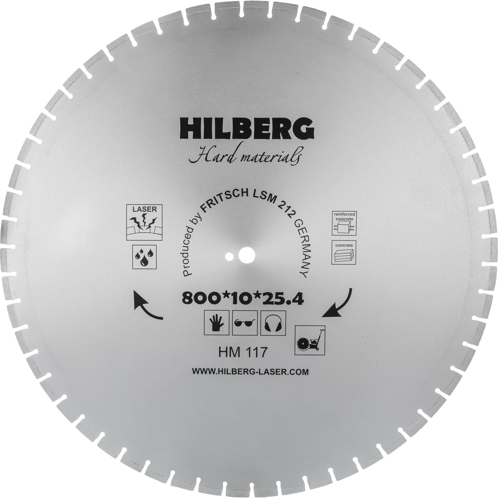 Изображение товара Диск алмазный сегментный Hard Materials Laser 800x25.4 мм Hilberg HM117 для бетона кирпича камня