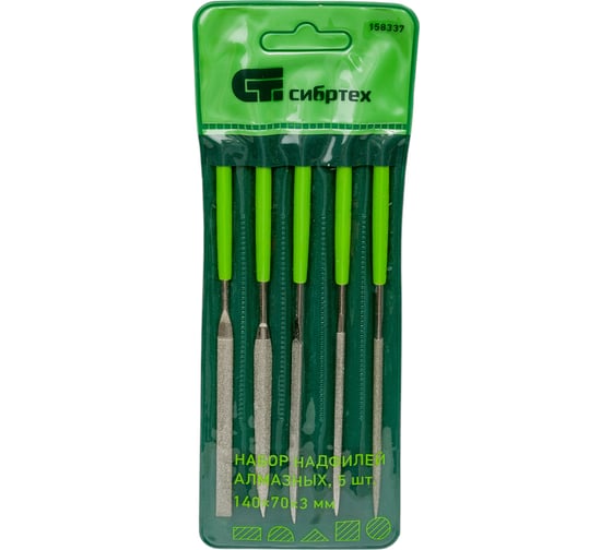 Изображение товара Набор алмазных надфилей СИБРТЕХ 140x70x3 мм, 5 шт. 158337