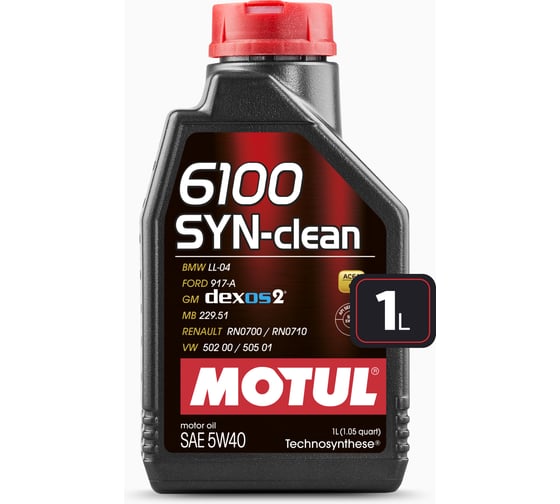 Изображение товара Моторное масло MOTUL 6100 SYN-CLEAN 5W40, 1 л 111691