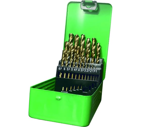 Изображение товара Набор сверл по металлу в металлическом кейсе Р6М5К5, 25 шт, 1-13x0.5 мм Резолюкс 26495
