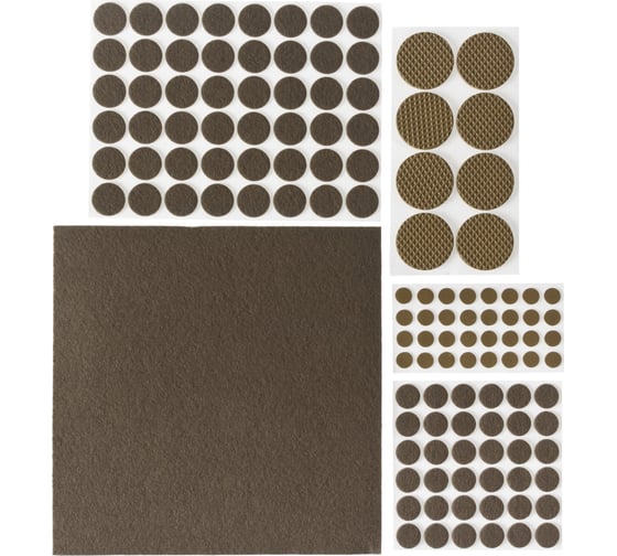 Изображение товара Набор самоклеящихся накладок на мебельные ножки Stayer COMFORT 125 шт, коричневые 40916-H125