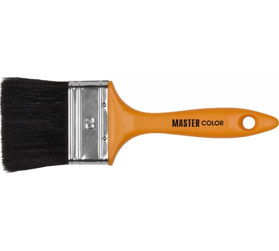 Изображение товара Флейцевая кисть, толщина 12мм, 70% ПБT / 30% черная натуральная щетина, нержавеющий обжим, пластиковая ручка, ширина 70мм МASTER COLOR 330-0164