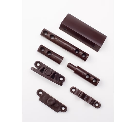 Изображение товара Набор для ремонта антимоскитной сетки KOMFORT москитные системы s42-1 ручка, 2 защелки, 2 петли пластиковые, коричневый НР0037