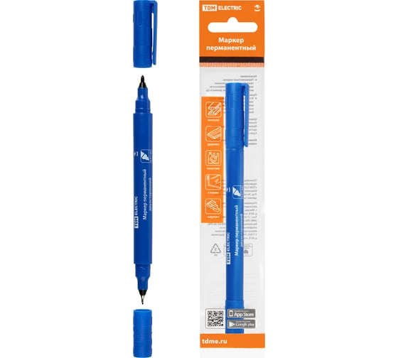 Изображение товара Перманентный маркер TDM ELECTRIC двухсторонний, 0,4/1 мм, синий, круглый наконечник SQ0594-0114