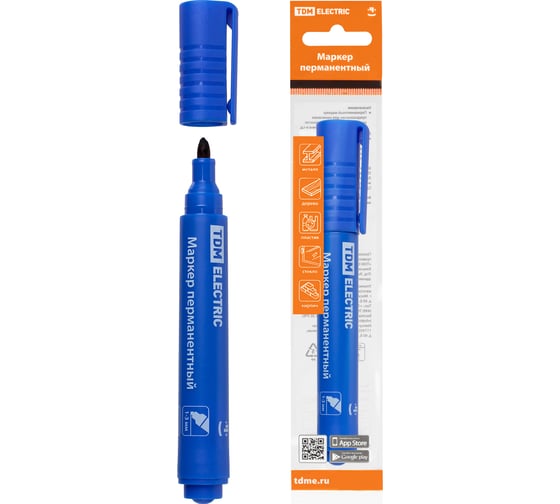 Изображение товара Перманентный маркер TDM ELECTRIC 1-3 мм, синий, круглый наконечник SQ0594-0124