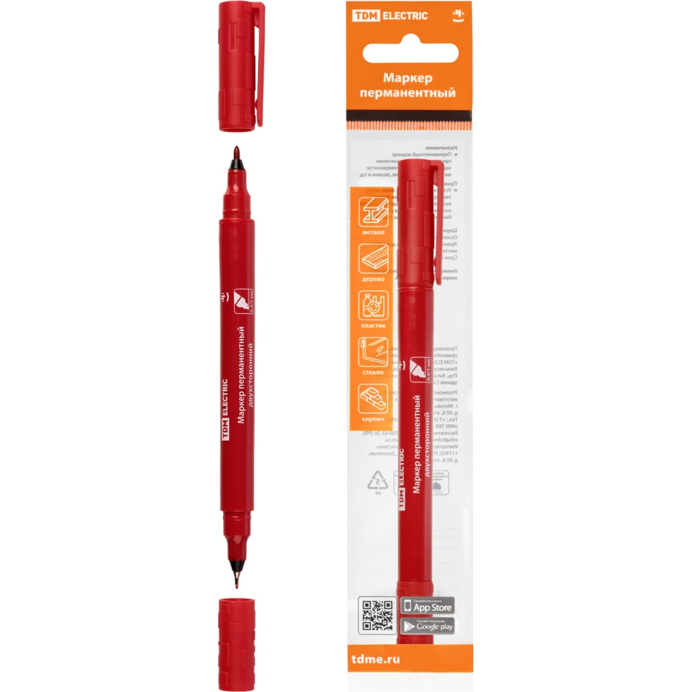 Перманентный двухсторонний маркер TDM маркер перманентный пулевидный 3 мм красный officespace 8004а 265704