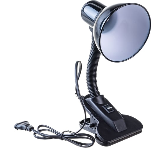 Изображение товара Настольный светильник с прищепкой, черный 230В, 60Вт, E27, ЛОН Ultraflash UF-320P C02 12371