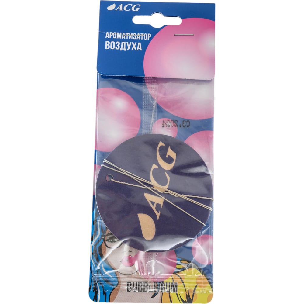 Изображение товара Автомобильный ароматизатор ACG бабл-гам сухой на зеркало 1021614