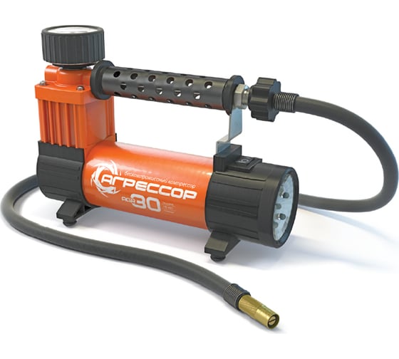 Изображение товара Автомобильный металлический компрессор 12V с LED фонарем Агрессор AGR-30L