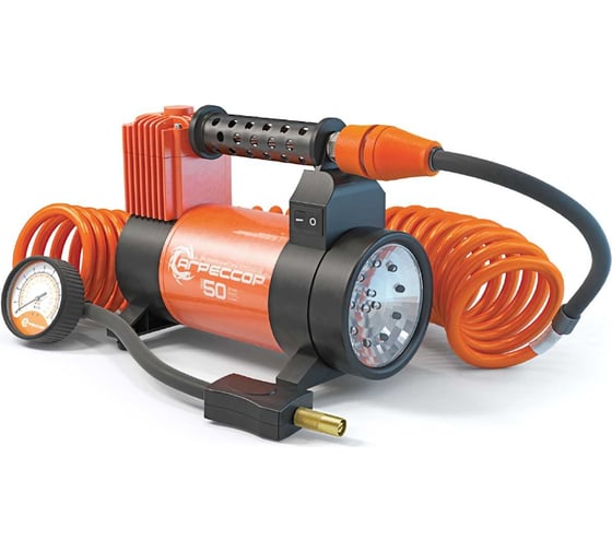 Изображение товара Металлический автомобильный компрессор 12V с LED фонарем Агрессор AGR-50L