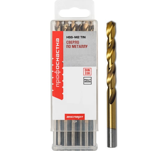 Изображение товара Сверло по металлу Профоснастка 7,6 мм HSS M2 TIN/135 DIN 338, 8 шт., №403 30202083