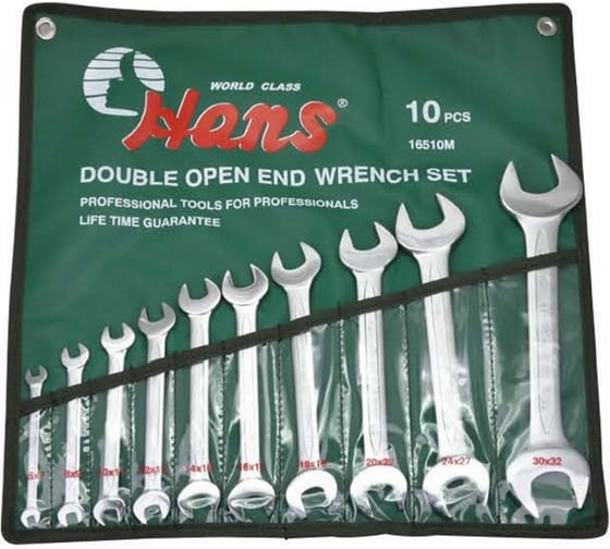 Изображение товара Комплект рожковых ключей Hans 6х7-30х32мм 10шт 16510M