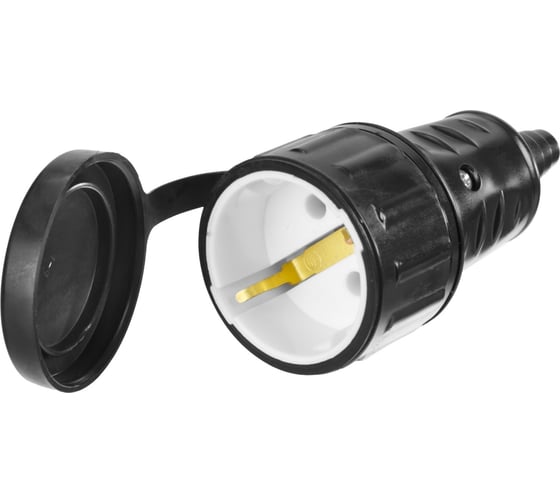 Изображение товара Электрическая ударопрочная розетка с заземлением 16А/220В, IP44 черная СИБИН 55186-B