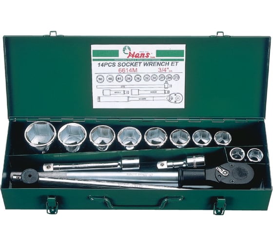 Изображение товара Набор инструментов Hans на 3/4" 14 предметов 6614M