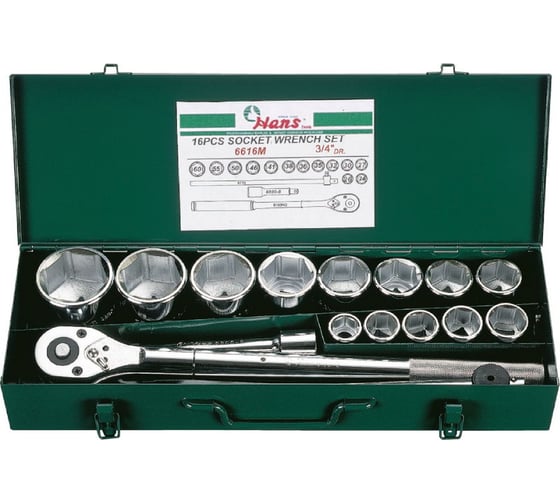 Изображение товара Набор инструментов Hans на 3/4" 16 предметов 6616M