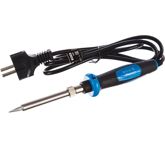 Изображение товара Паяльник с двухкомпонентной рукояткой, с защитным колпачком, керамическим нагревательным элементом, 40Вт, конус Зубр ПРОФЕССИОНАЛ 55413-40