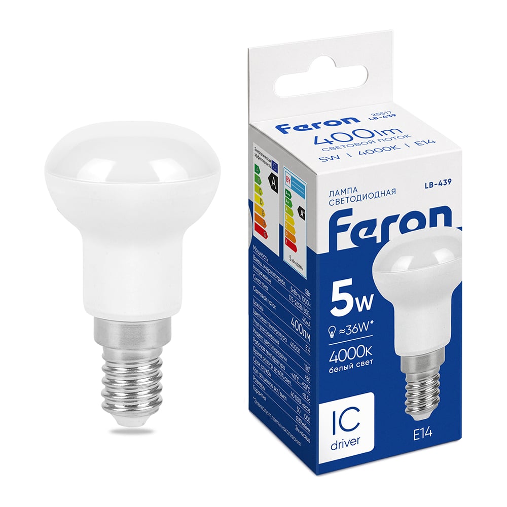 Изображение товара Светодиодная лампа FERON LB-439 E14 5W 4000K 25517