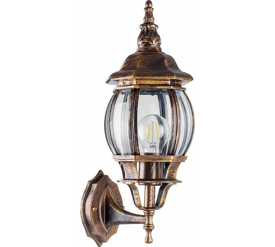 Изображение товара Садово-парковый светильник, восьмигранный на стену вверх 100W E27 230V, черное золото Feron 8101 11244