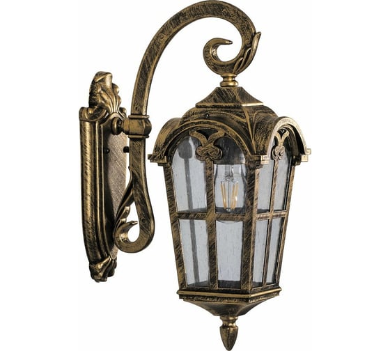 Изображение товара Садово-парковый светильник, четырехгранный на стену вниз 60W 230V E27, черное золото FERON PL103 11295