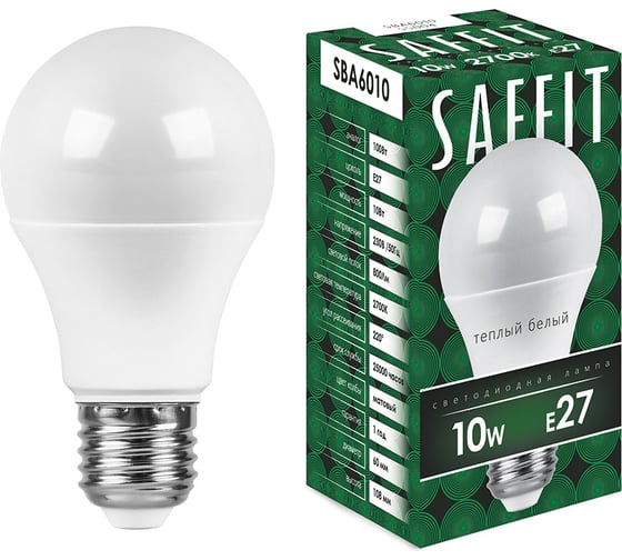 Изображение товара Светодиодная лампа SAFFIT SBA6010 Шар E27 10W 2700K 55004