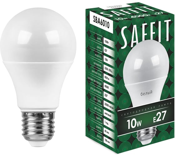 Изображение товара Светодиодная лампа SAFFIT SBA6010 Шар E27 10W 4000K 55005