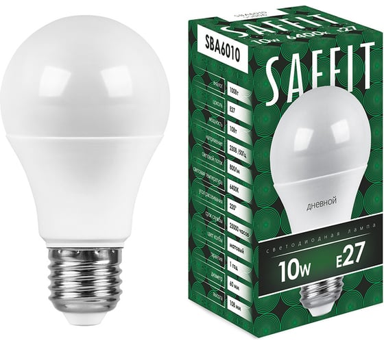 Изображение товара Светодиодная лампа SAFFIT SBA6010 Шар E27 10W 6400K 55006