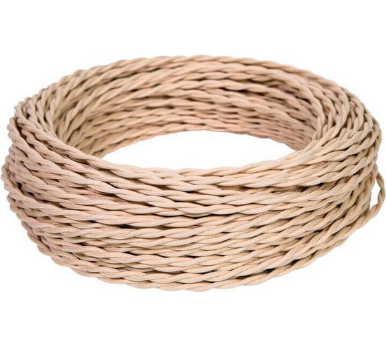 Изображение товара Монтажный витой провод МЕЗОНИНЪ ПВХ 2x2,5мм, цвет - слоновая кость (бухта 5м) GE70102-02