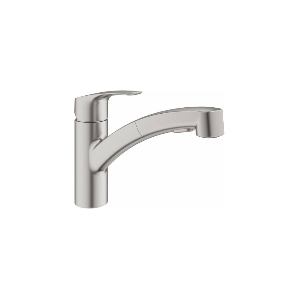 Изображение товара Однорычажный кухонный смеситель Grohe Eurosmart суперсталь с выдвижным изливом Изображение товара Однорычажный кухонный смеситель Grohe Eurosmart суперсталь с выдвижным изливом