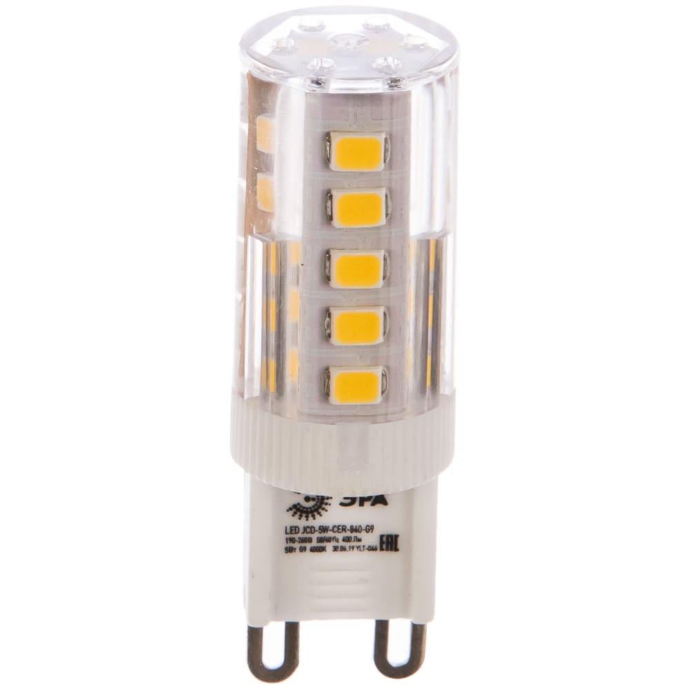 фото Светодиодная лампа эра led smd jcd-5w-220v-corn, ceramics-840-g9 б0027864