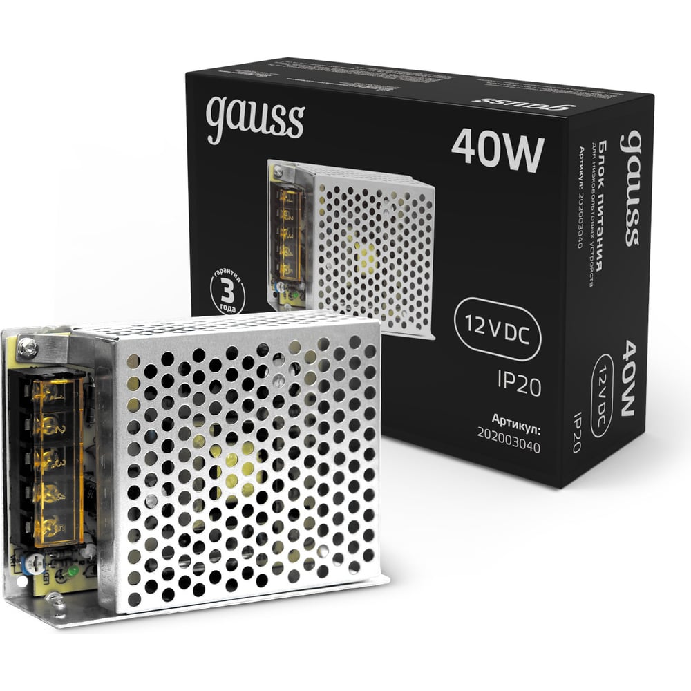 Изображение товара Блок питания Gauss LED STRIP PS 40W 12V для светодиодов