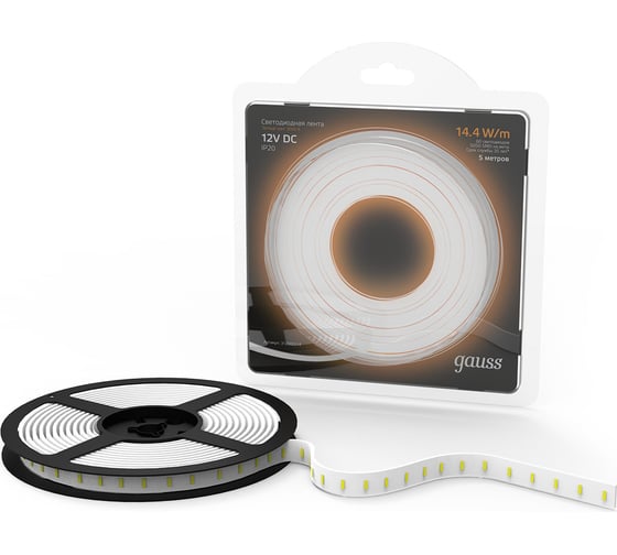 Изображение товара Лента Gauss LED 5050/60-SMD 14.4W 12V DC теплый белый блистер 5м SQ 312000114