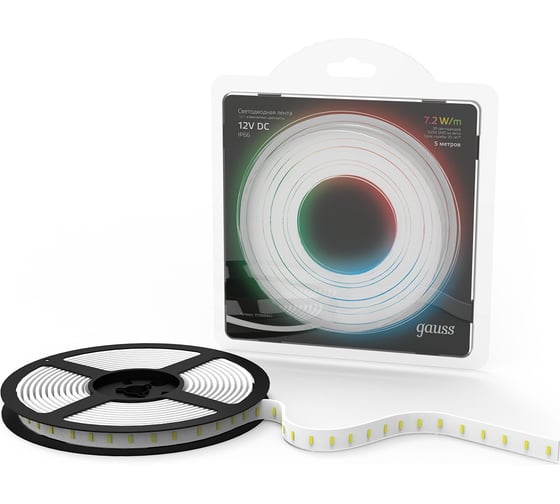 Изображение товара Лента Gauss LED 5050-SMD 7.2W 12V DC RGB IP66 блистер 5м SQ 311000407
