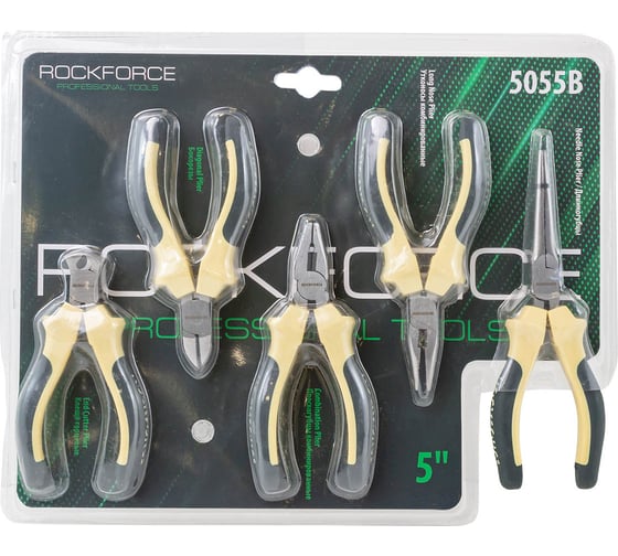 Изображение товара Набор шарнирно-губцевого инструмента Rockforce 5 предметов RF-5055B(52038)