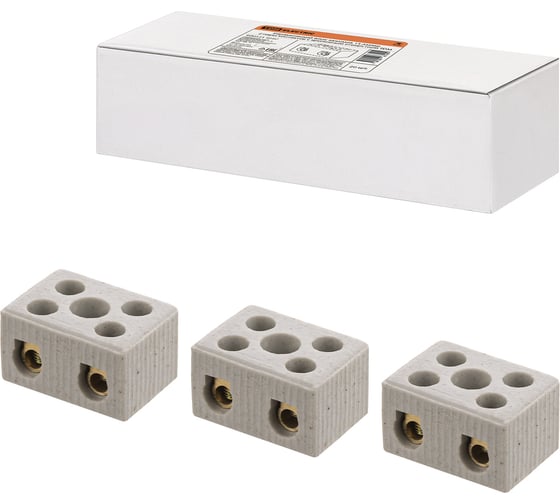 Изображение товара Керамический блок зажимов TDM ELECTRIC 15 Ампер, 2 пары контактов, с крепежным отверстием SQ0531-0507