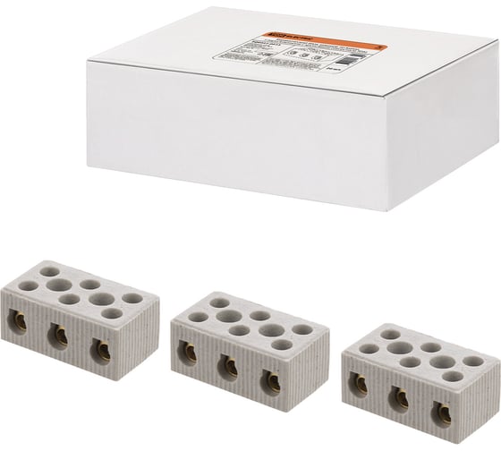 Изображение товара Керамический блок зажимов TDM ELECTRIC 30 Ампер, 3 пары контактов, с крепежным отверстием SQ0531-0513