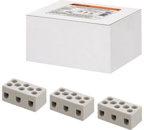 Изображение товара Керамический блок зажимов TDM ELECTRIC 5 Ампер, 3 пары контактов, с крепежным отверстием SQ0531-0510