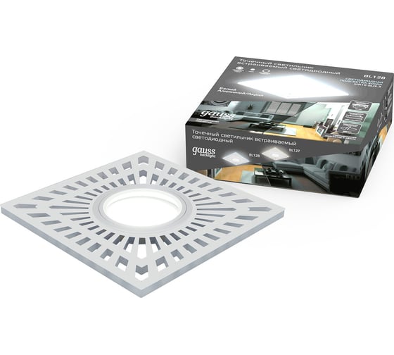 Изображение товара Светильник Gauss Backlight квадрат Белый, Gu5.3, 3W, LED 4000K SQ BL128