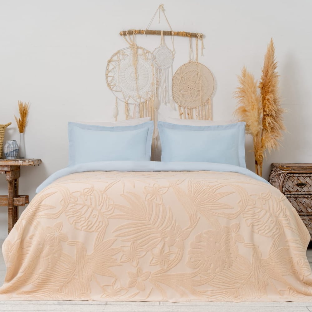 Изображение товара Покрывало Arya Home махровое 200x220 для евро-кровати светло-бежевое