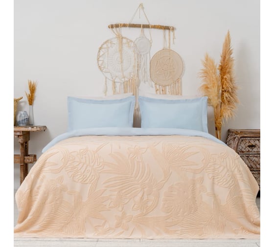 Изображение товара Покрывало Arya Home arya махровое, 200x220, botanical garden, светло-бежевый 8680943110275