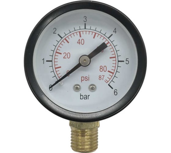 Изображение товара Радиальный манометр VERTON RP 50/6 (50мм темп 60 С IP44 нижнее подключение 0-6 бар 1/4 внешняя резьба ) 01.14120.14373