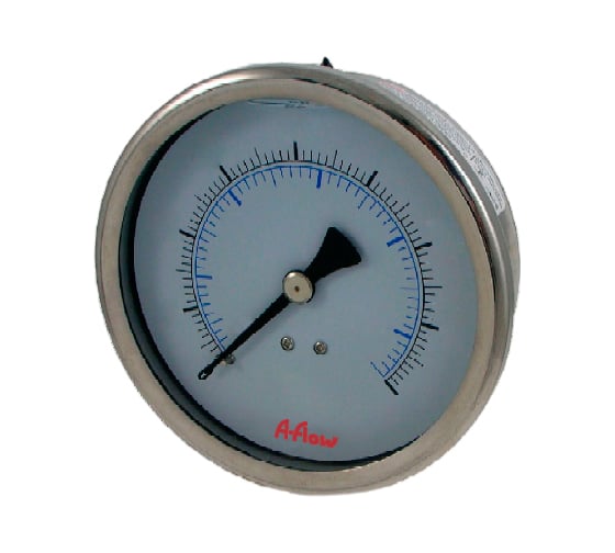 Изображение товара Манометр от 0 до 10 бар из нержавеющей стали, D40 мм, NPT 1/4", штуцер сзади по центру A-Flow G30-S-4N-40B-10bar